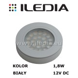 Oprawa meblowa LED 1,8W okrągła barwa biała ciepła  kolor biały pierścień